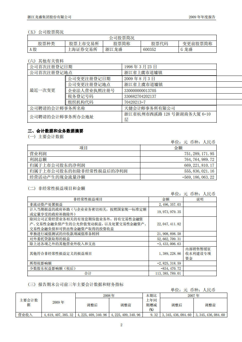 浙江龙盛集团股份有限公司2009年年度报告.PDF 第4页