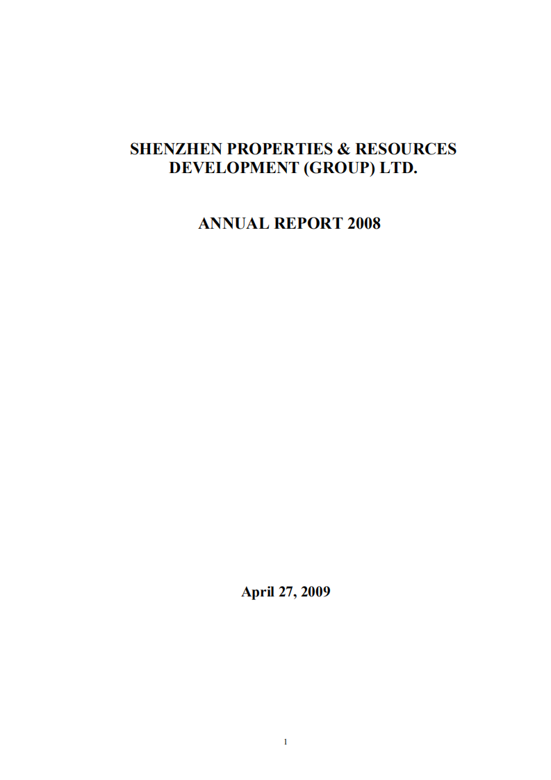深圳市物业发展（集团）股份有限公司2008年年度报告（英文版）.PDF 第1页