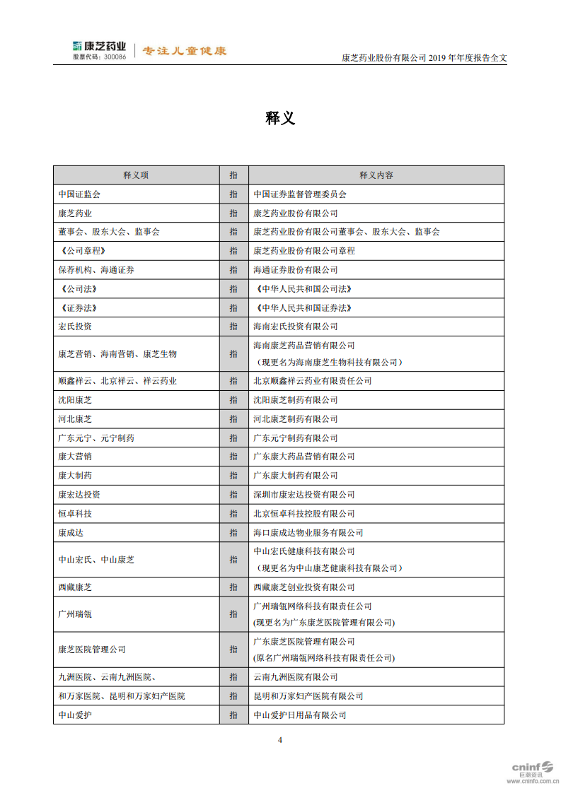 康芝药业股份有限公司2019年年度报告.PDF 第4页