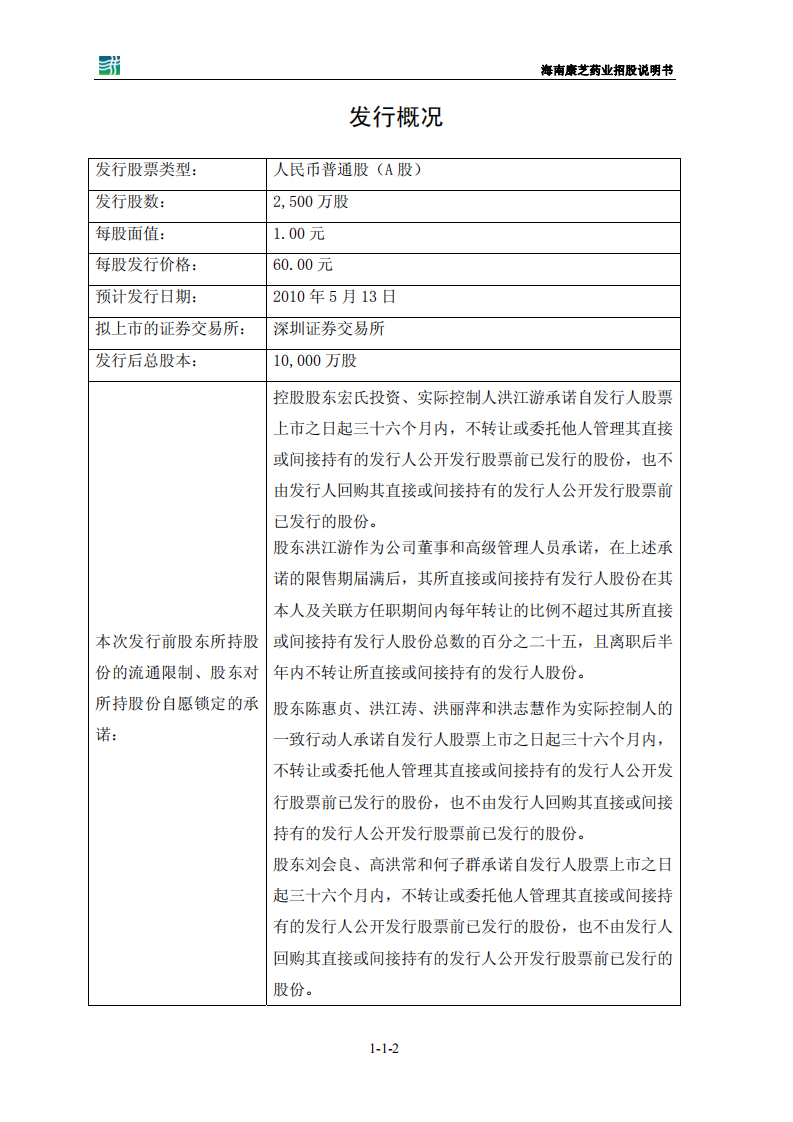 康芝药业股份有限公司招股说明书.PDF 第2页