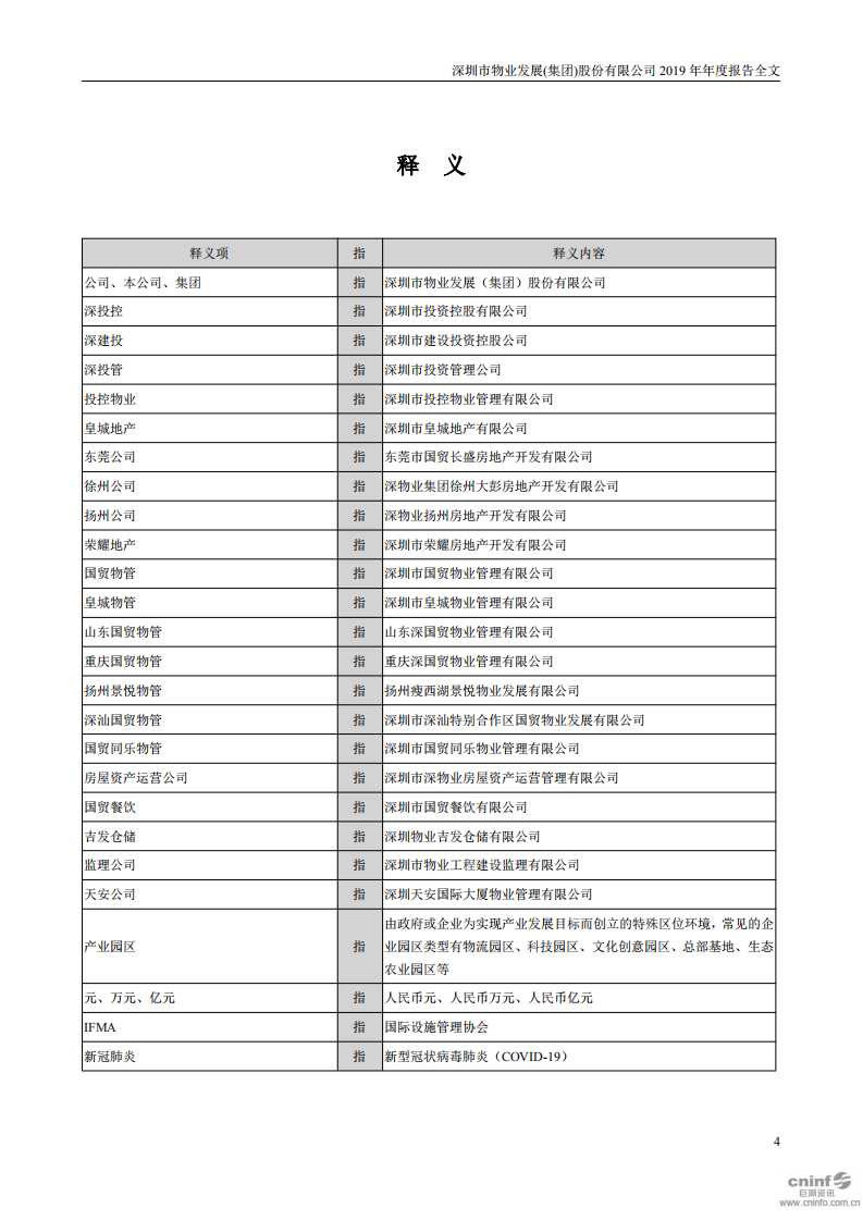 深圳市物业发展（集团）股份有限公司2019年年度报告.PDF 第4页