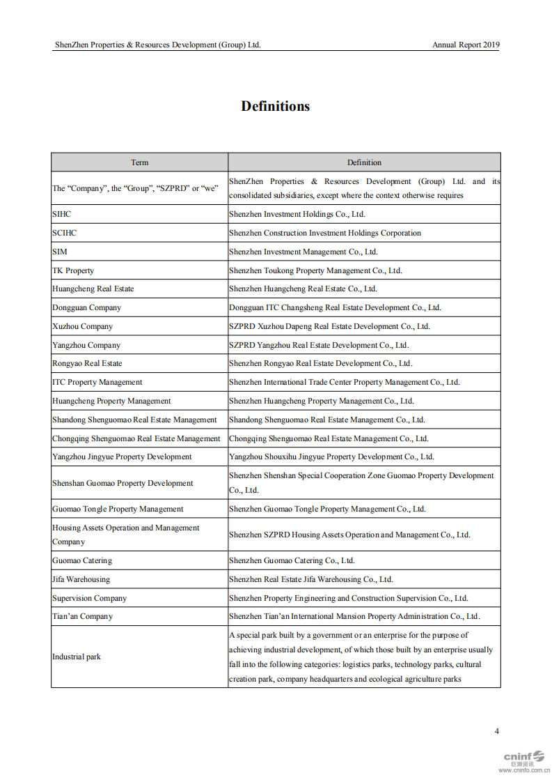 深圳市物业发展（集团）股份有限公司2019年年度报告（英文版）.PDF 第4页