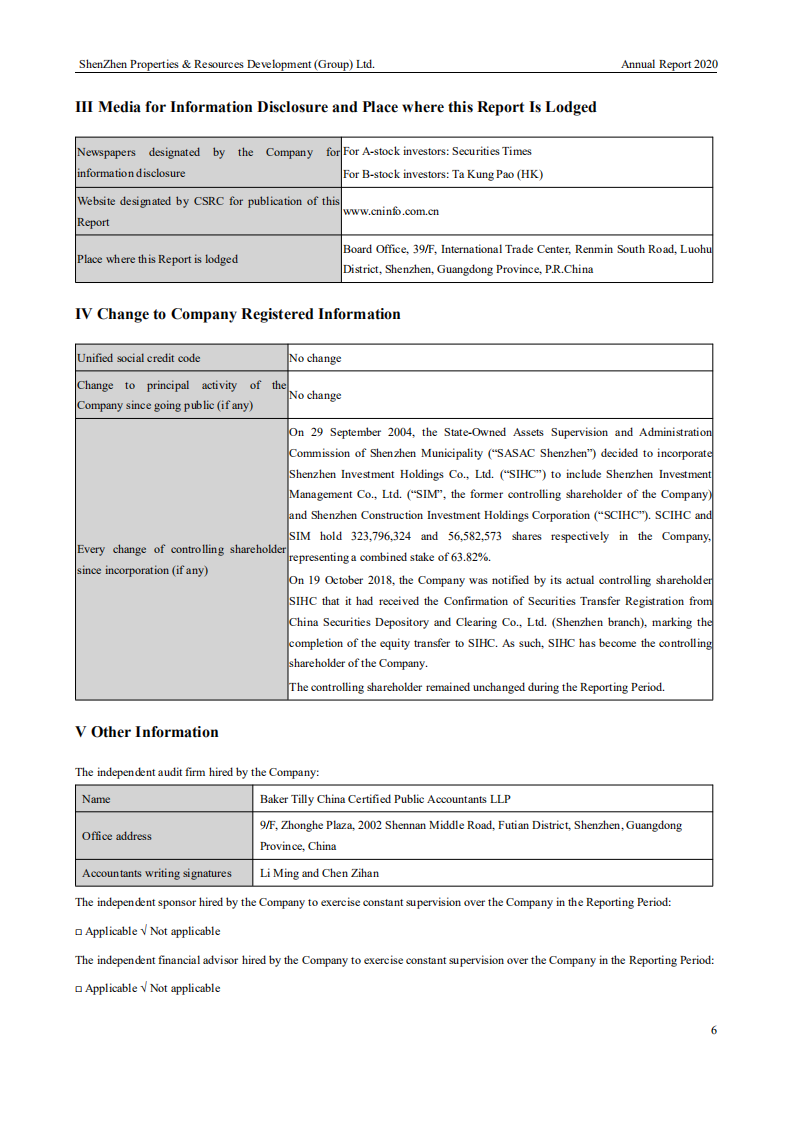 深圳市物业发展（集团）股份有限公司2020年年度报告（英文版）.PDF 第6页