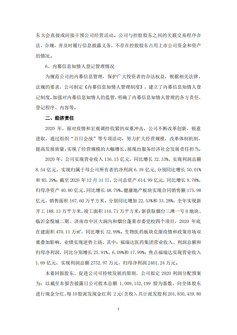 鲁商健康产业发展股份有限公司2020年度履行社会责任的报告.PDF 第5页