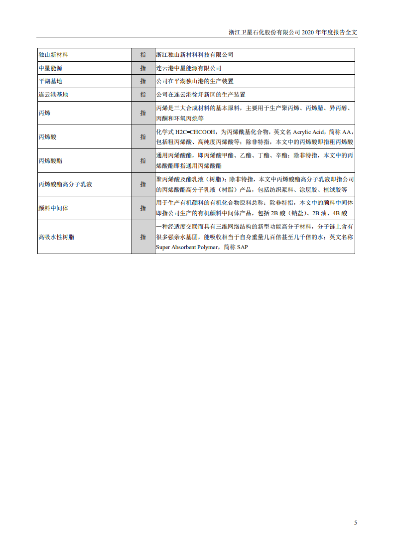 浙江卫星石化股份有限公司2020年年度报告.PDF 第5页
