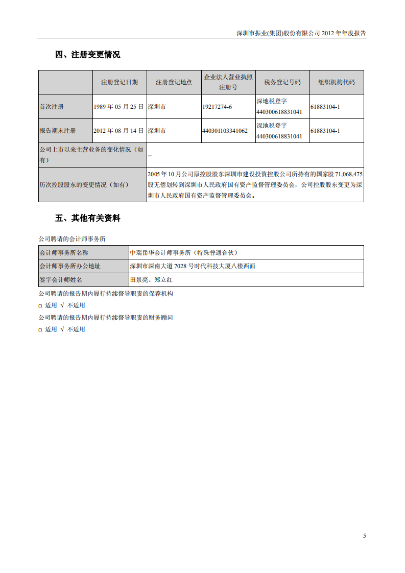 深圳市振业(集团)股份有限公司2012年年度报告.PDF 第5页