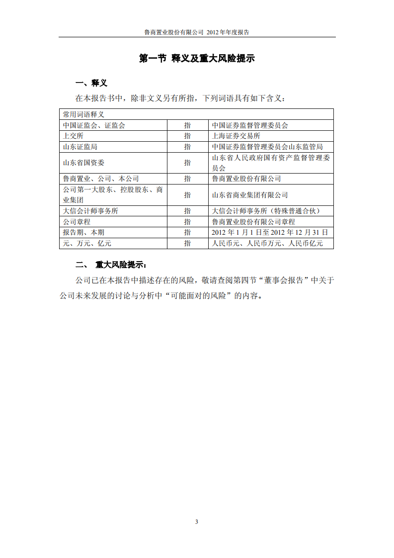 鲁商置业股份有限公司2012年年度报告.PDF 第4页