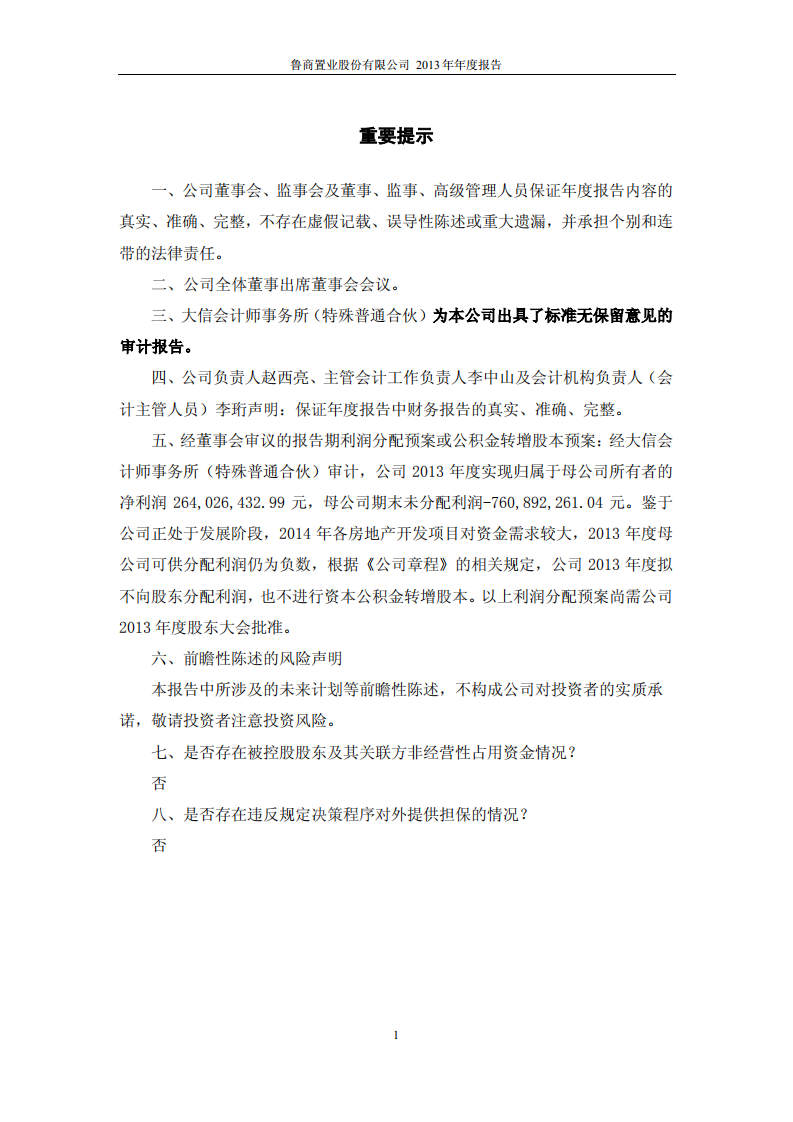 鲁商置业股份有限公司2013年年度报告.PDF 第2页