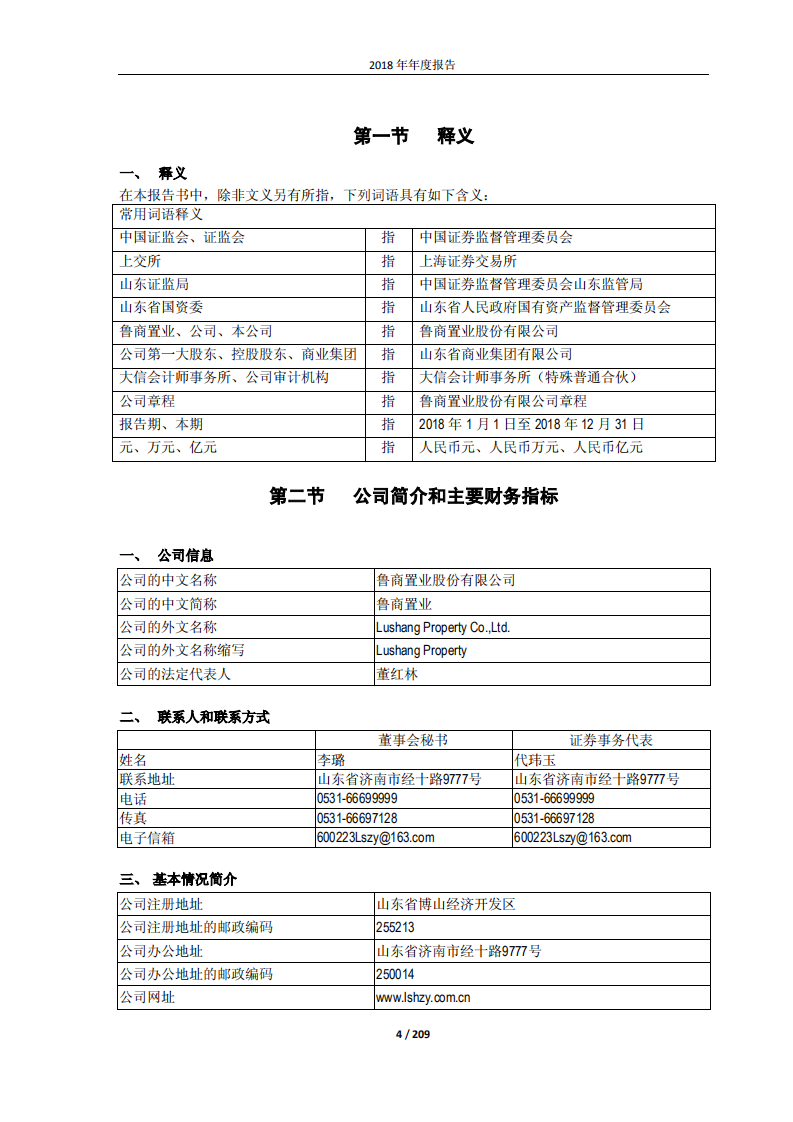 鲁商置业股份有限公司2018年年度报告.PDF 第5页