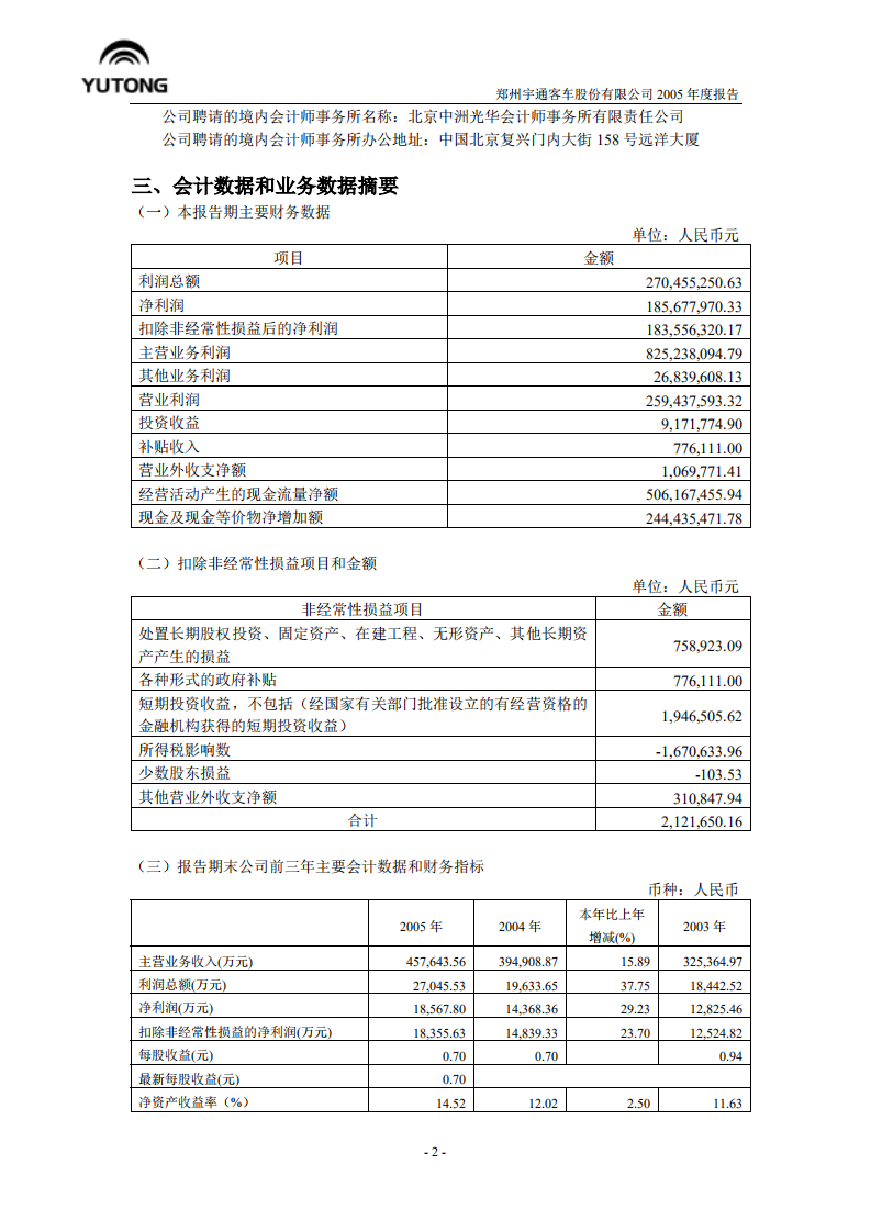 郑州宇通客车股份有限公司2005年年度报告.PDF 第4页
