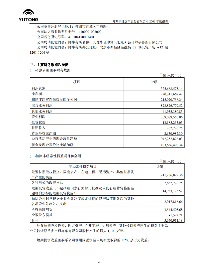 郑州宇通客车股份有限公司2006年年度报告.PDF 第4页