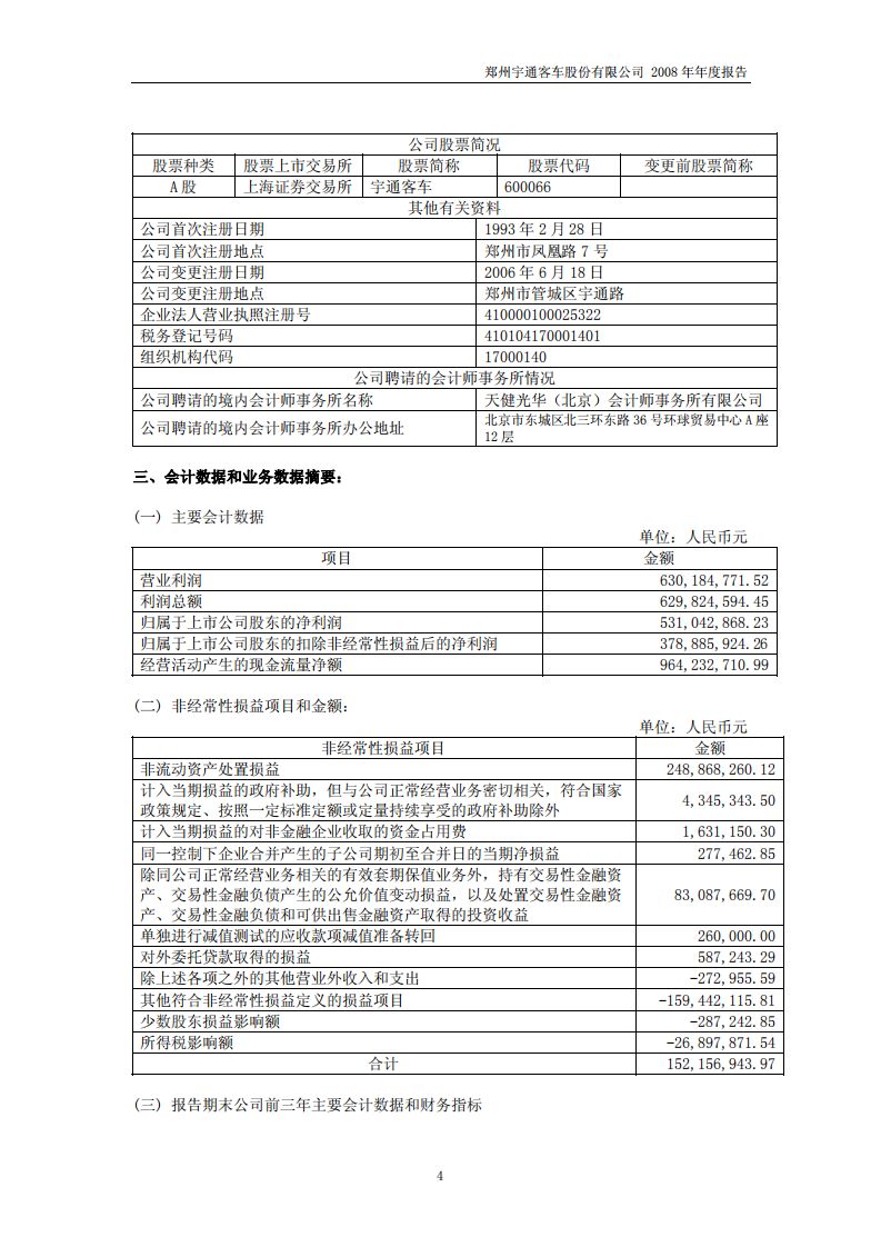 郑州宇通客车股份有限公司2008年年度报告.PDF 第4页
