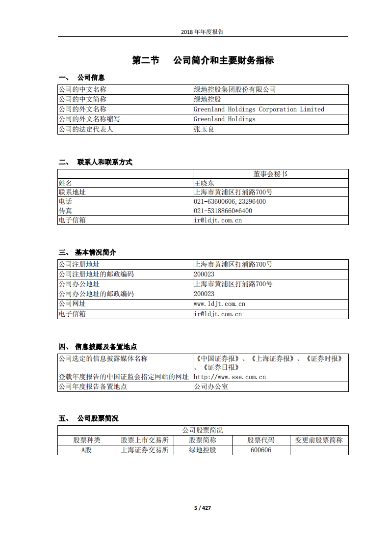 绿地控股集团股份有限公司2018年年度报告.pdf 第5页