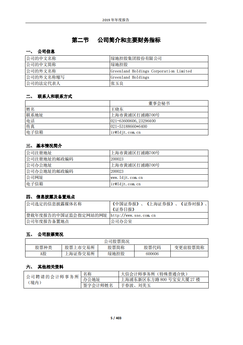 绿地控股集团股份有限公司2019年年度报告.pdf 第5页