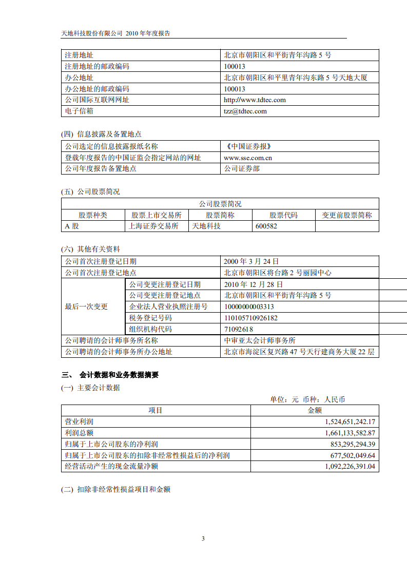 天地科技股份有限公司2010年年度报告.PDF 第4页