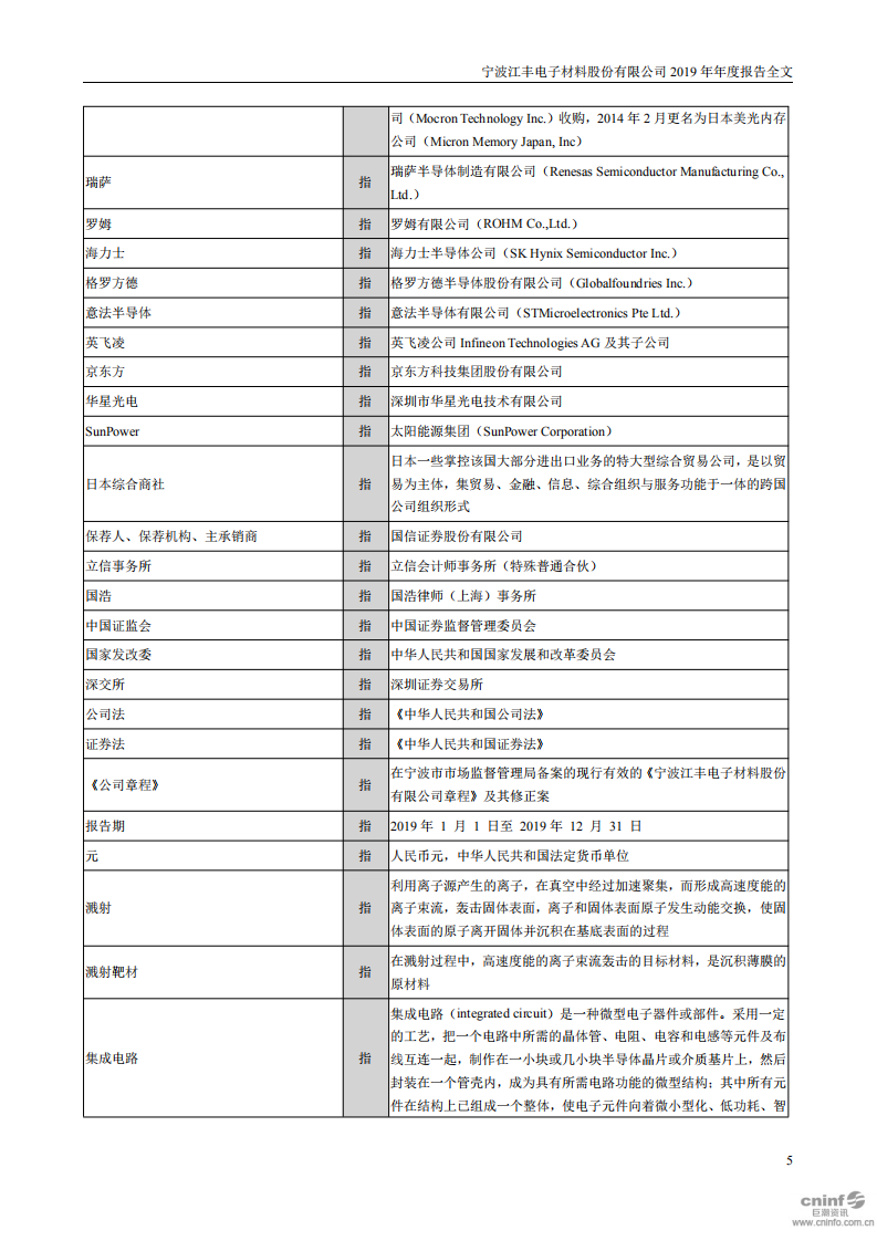 宁波江丰电子材料股份有限公司2019年年度报告.PDF 第5页