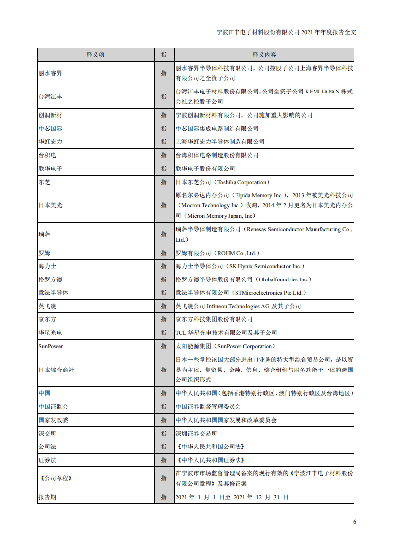 宁波江丰电子材料股份有限公司2021年年度报告.PDF 第6页