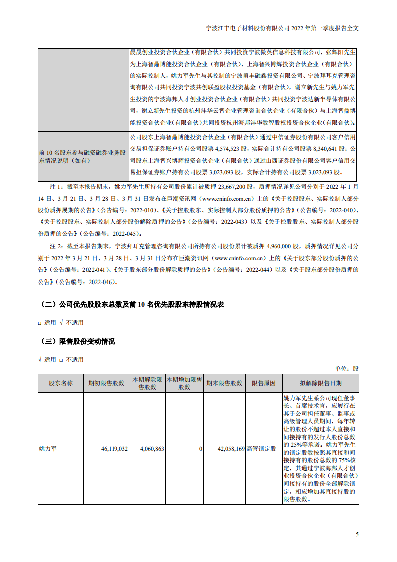宁波江丰电子材料股份有限公司2022年一季度报告.PDF 第5页