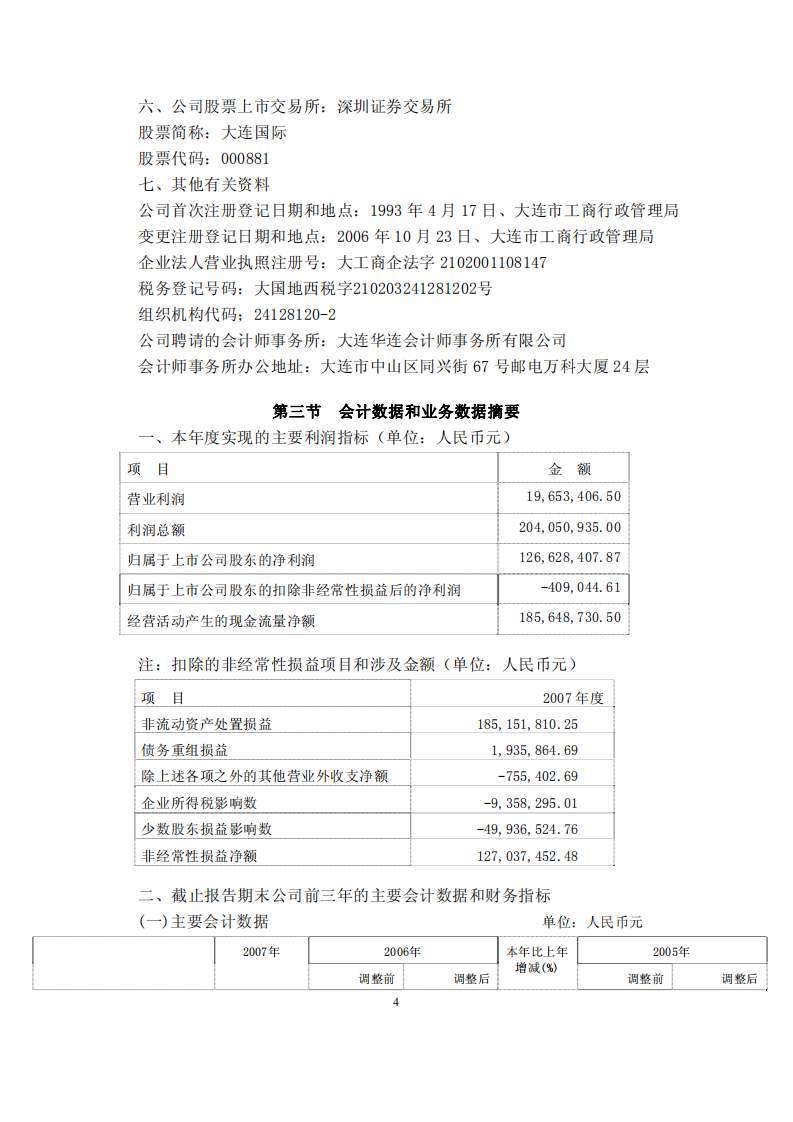 中国大连国际合作(集团)股份有限公司2007年年度报告.PDF 第4页