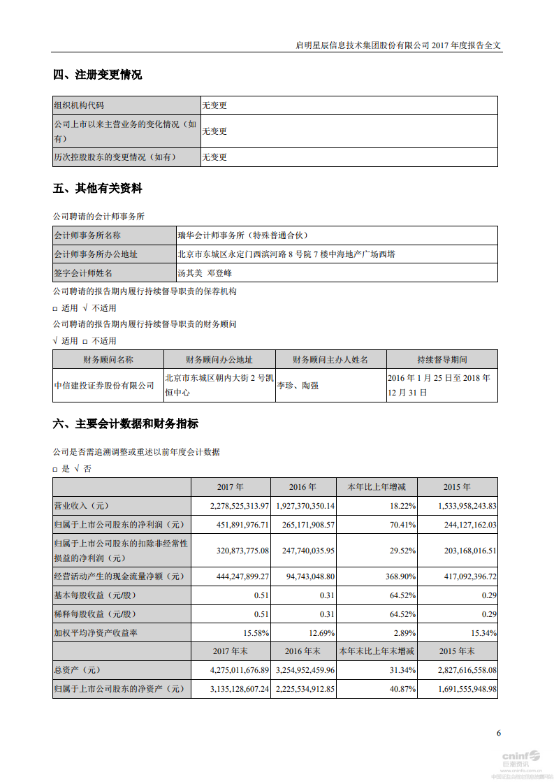 启明星辰信息技术集团股份有限公司2017年年度报告.PDF 第6页