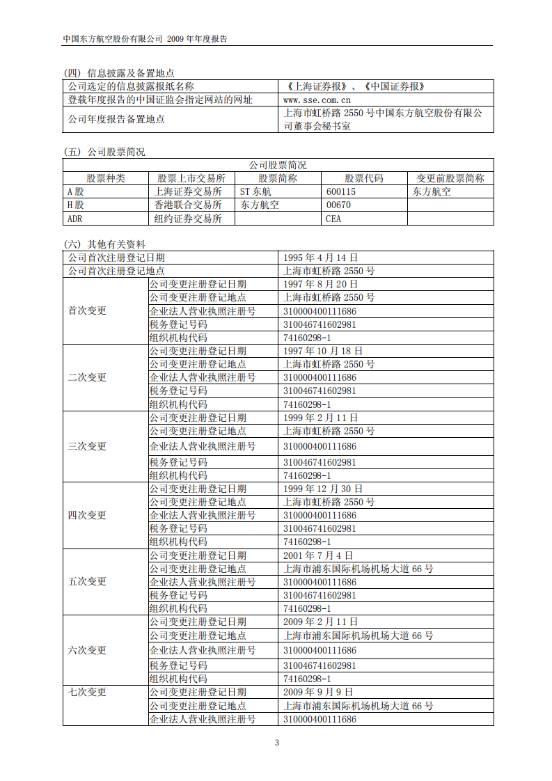 中国东方航空股份有限公司2009年年度报告.PDF 第4页