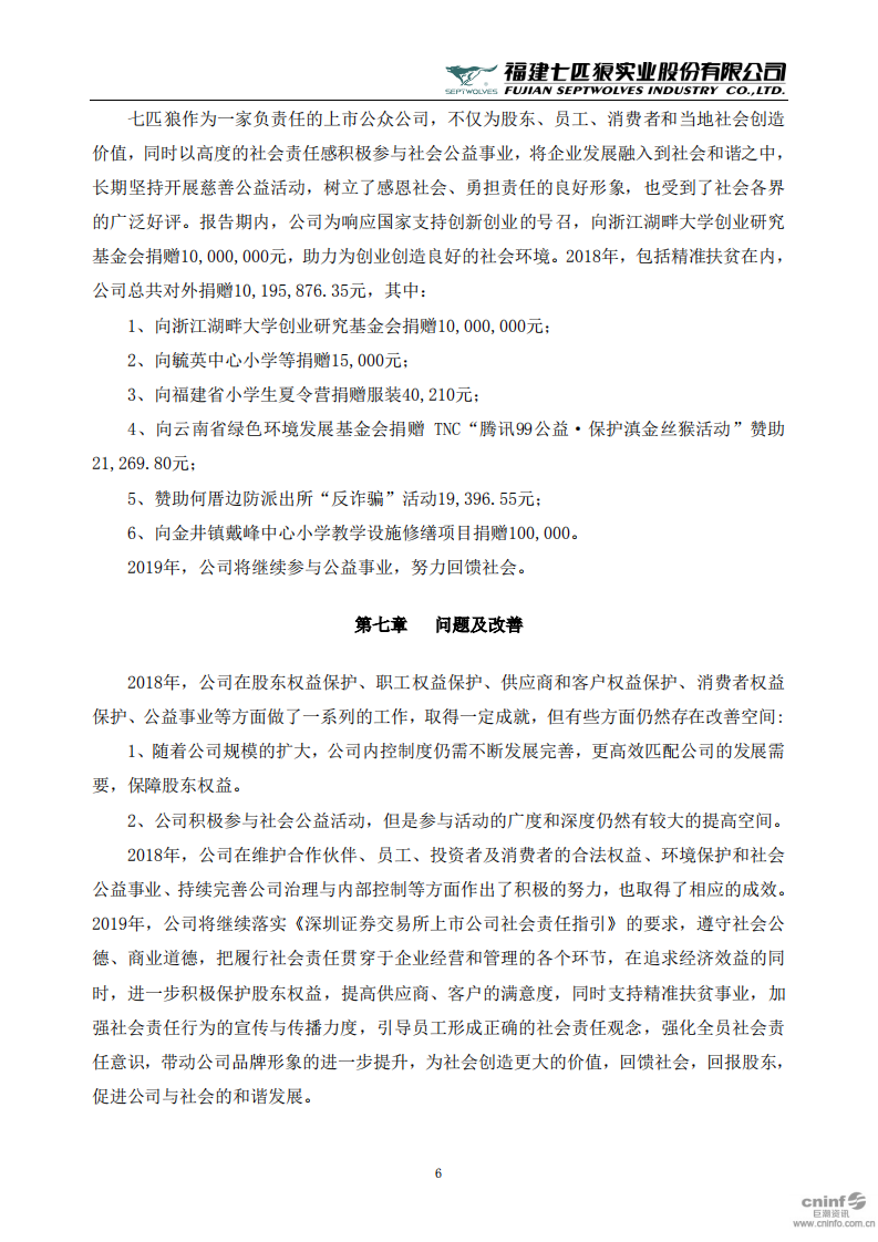 福建七匹狼实业股份有限公司2018年度社会责任报告书.PDF 第6页