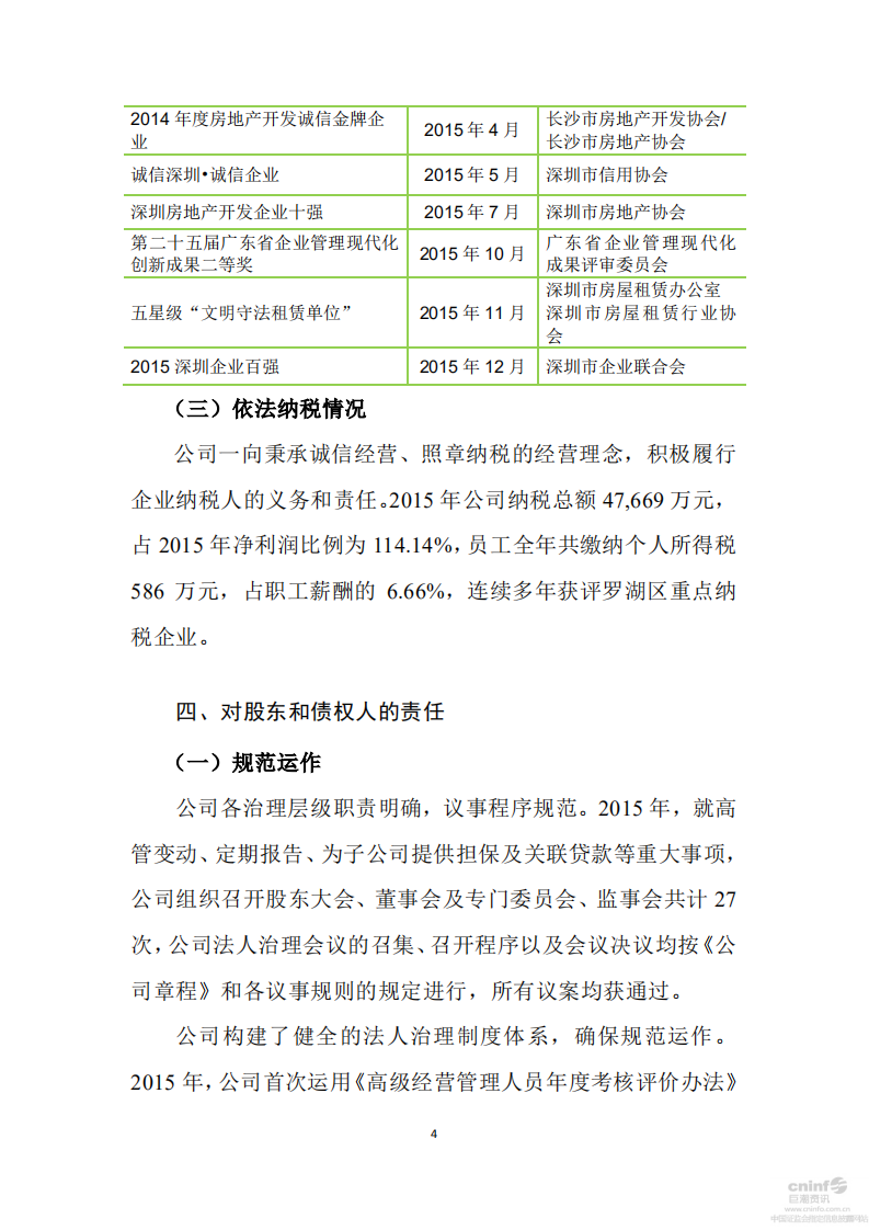 深圳市振业(集团)股份有限公司2015年度社会责任报告.PDF 第4页