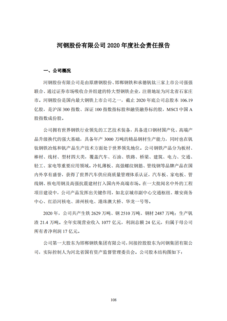 河钢股份有限公司2020年度社会责任报告.PDF 第1页