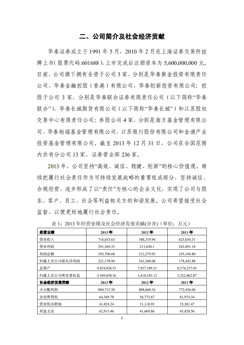 华泰证券股份有限公司2013年度社会责任报告.PDF 第2页