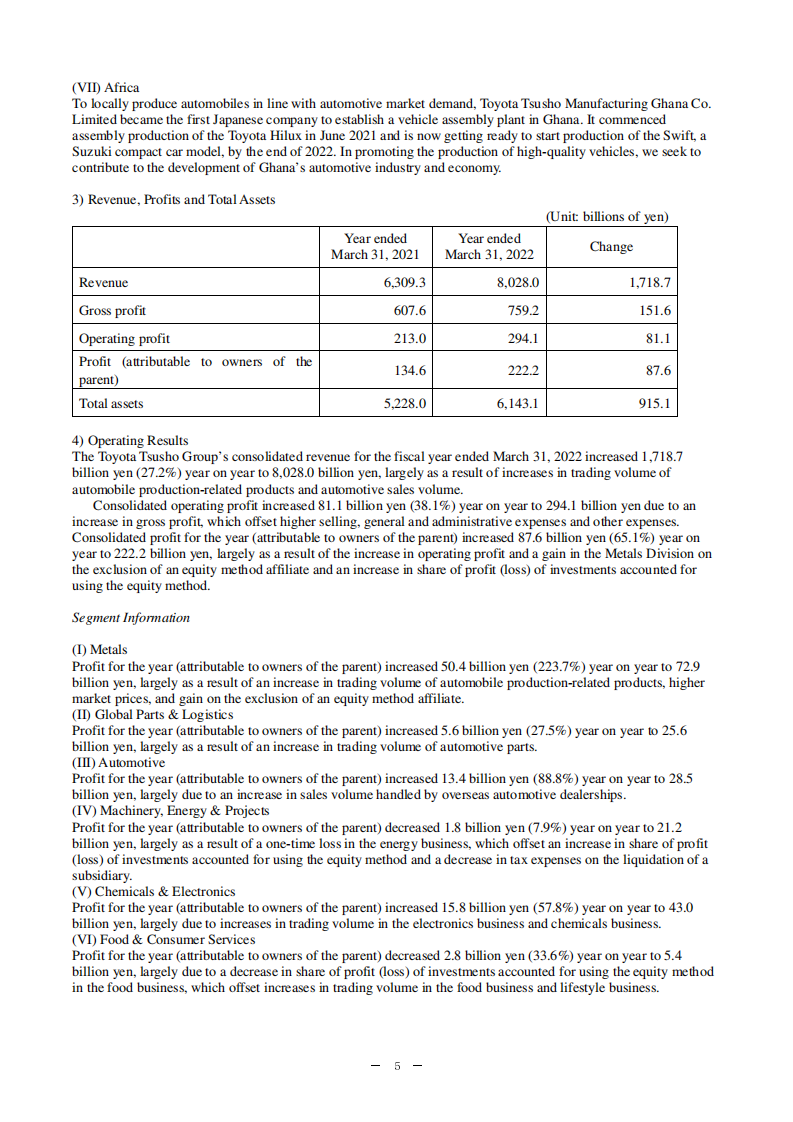 丰田通商公司（TOYOTA TSUSHO）2021年年度报告（英文版）.pdf 第5页