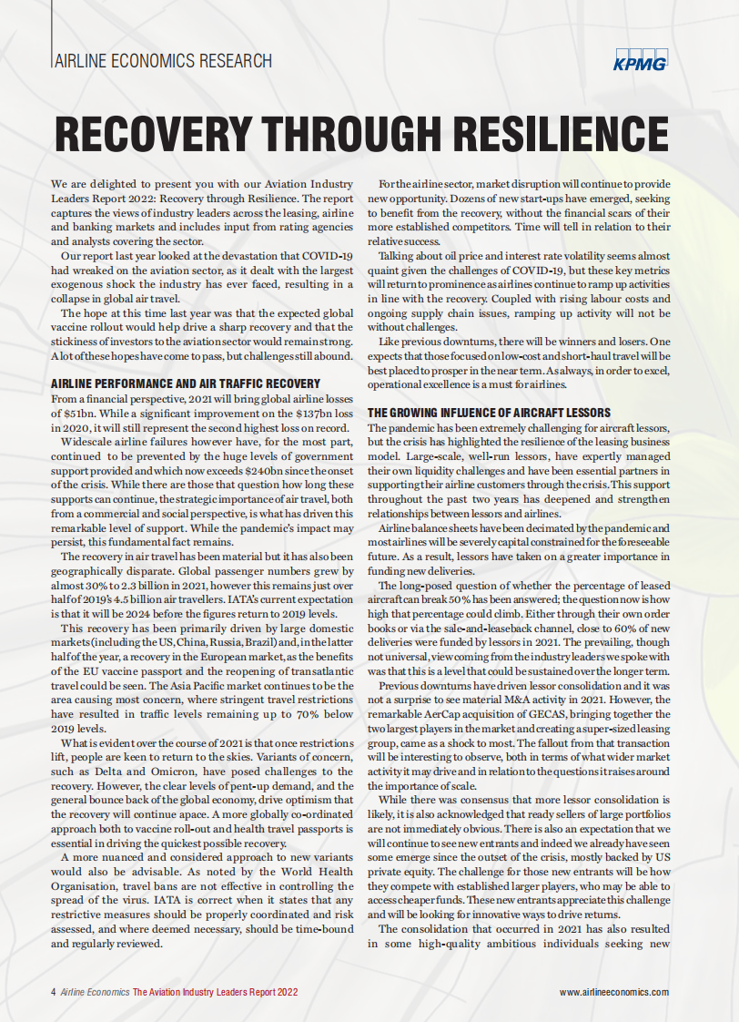 毕马威（KPMG）& Airline Economics：2022年航空行业领袖报告-实现韧性复苏（英文版）.pdf 第6页