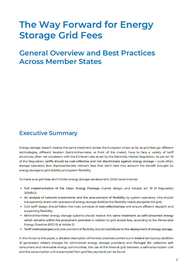 欧洲能源储存协会（EASE）：储能电网收费的未来之路（英文版）.pdf 第2页