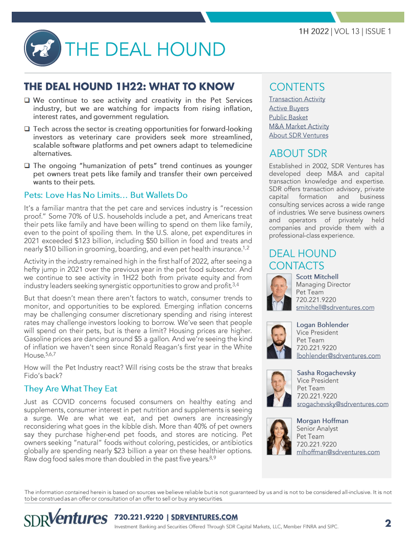 SDR Ventures：2022年上半年宠物行业并购趋势报告（英文版）.pdf 第2页