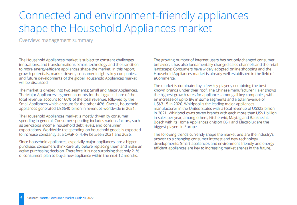 Statista：2022年家用电器市场研究报告（英文版）.pdf 第4页