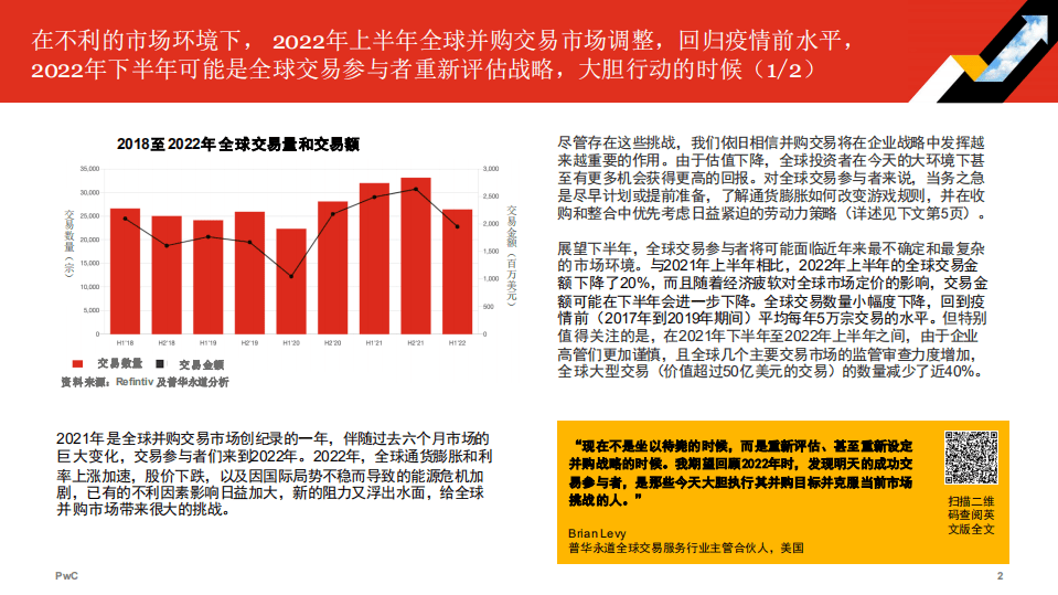 普华永道：2022年全球并购行业趋势回顾及下半年展望报告.pdf 第2页