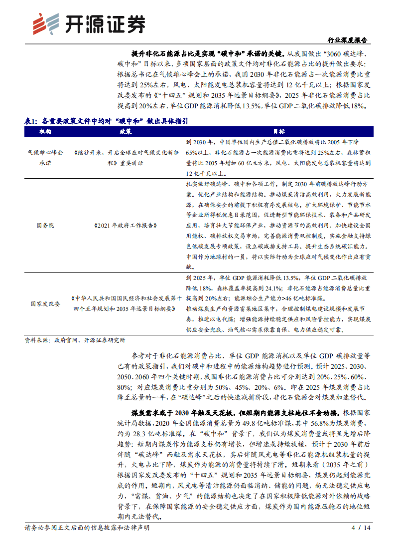 “碳中和”开源煤炭篇-深度系列一：“碳中和”加速供改，布局龙头“剩”者为王-开源证券.pdf 第4页