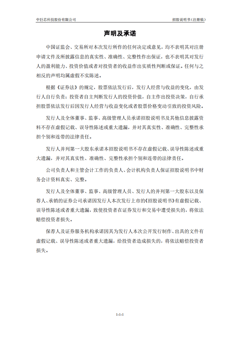 中巨芯科技股份有限公司招股说明书.pdf 第2页