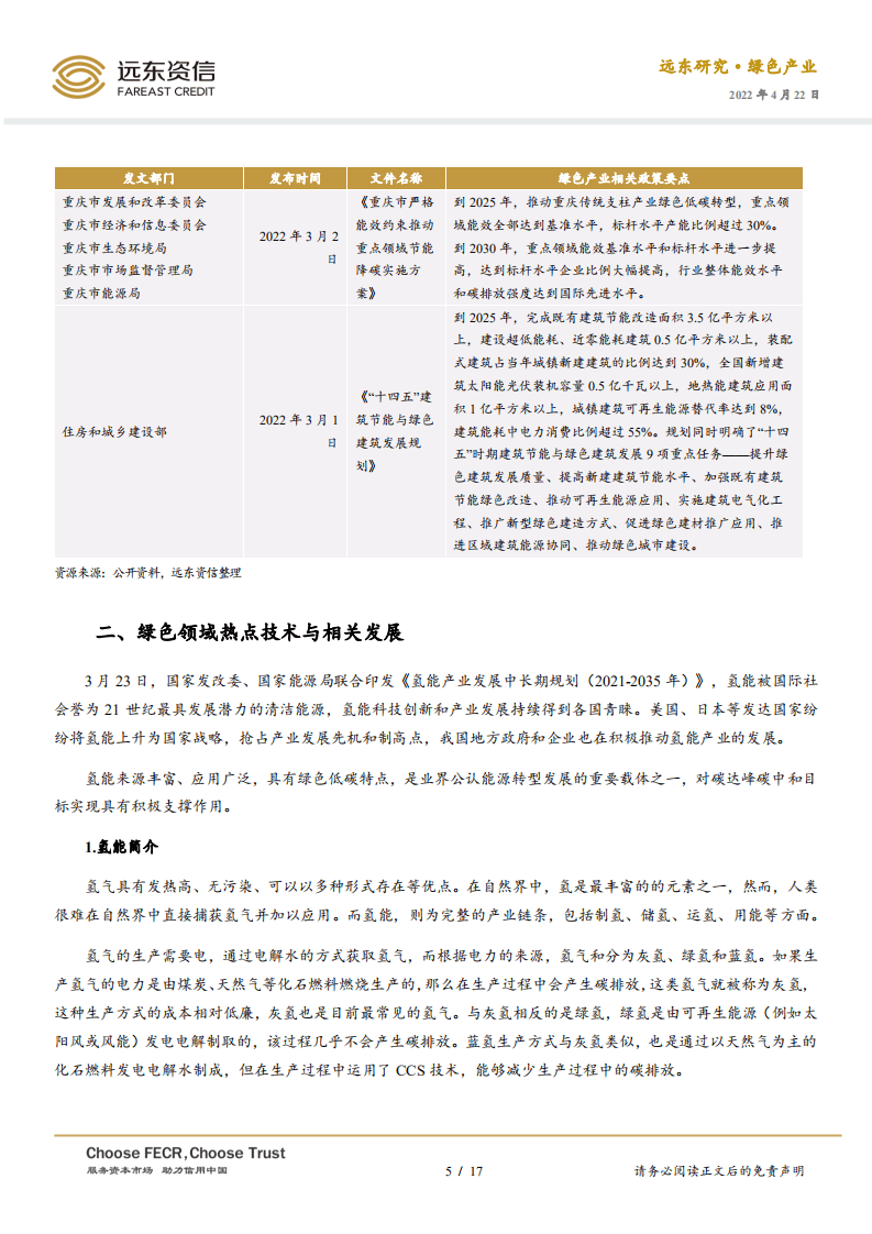 2022年3月中国绿色产业发展运行报告：能源领域“十四五”规划密集出台，氢能产业迎来大发展-远东资信.pdf 第5页