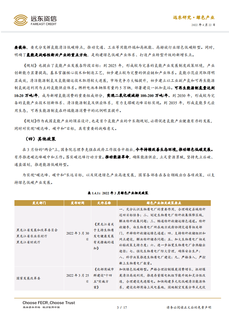 2022年3月中国绿色产业发展运行报告：能源领域“十四五”规划密集出台，氢能产业迎来大发展-远东资信.pdf 第3页