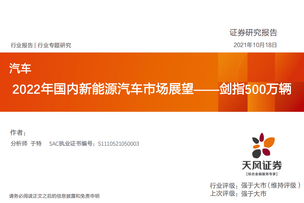 2022年国内新能源汽车市场展望：剑指500万辆.pdf 第1页