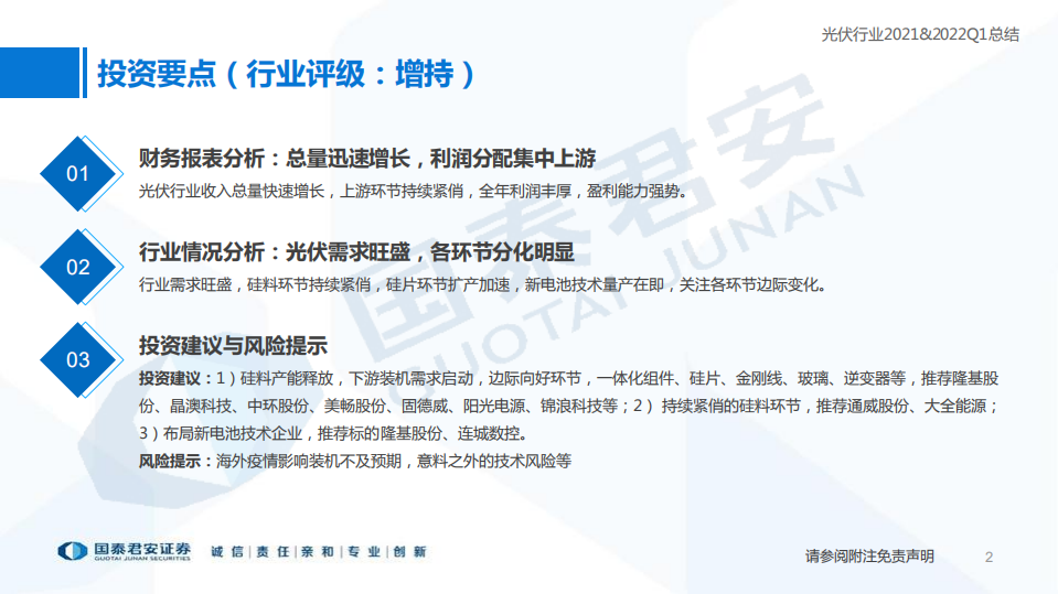 光伏行业2021年报&2022年一季报总结：需求高增长，行业高景气-国泰君安.pdf 第2页