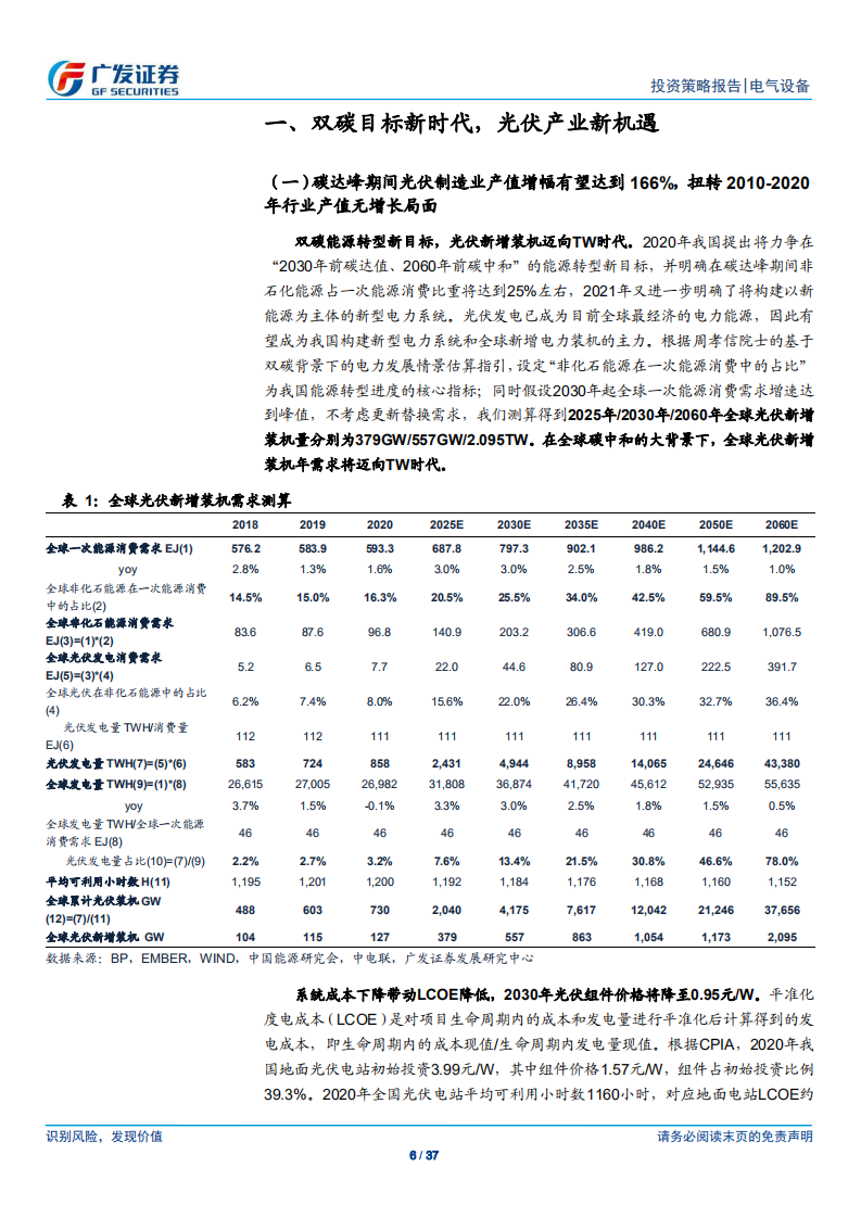 光伏行业2021年中期策略：双碳目标新时代，N型格局定收益-广发证券.pdf 第6页