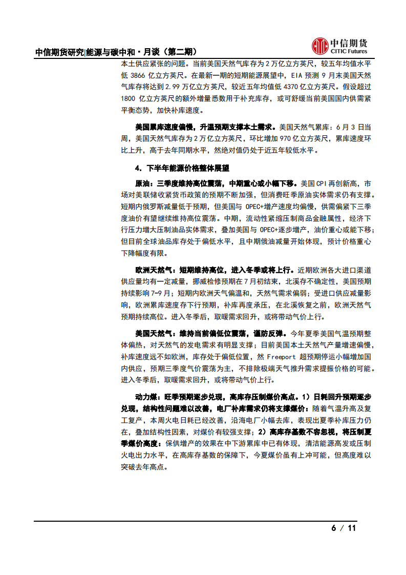 能源与碳中和·月谈第3期会议纪要：市场再平衡下，能源板块下半年投资机会何在？-中信期货.pdf 第6页