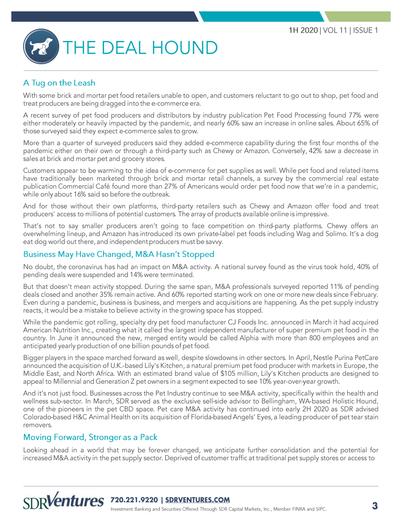 SDR Ventures：2020年上半年宠物行业报告-并购活动、资本市场状况和当前趋势分析（英文版）.pdf 第3页
