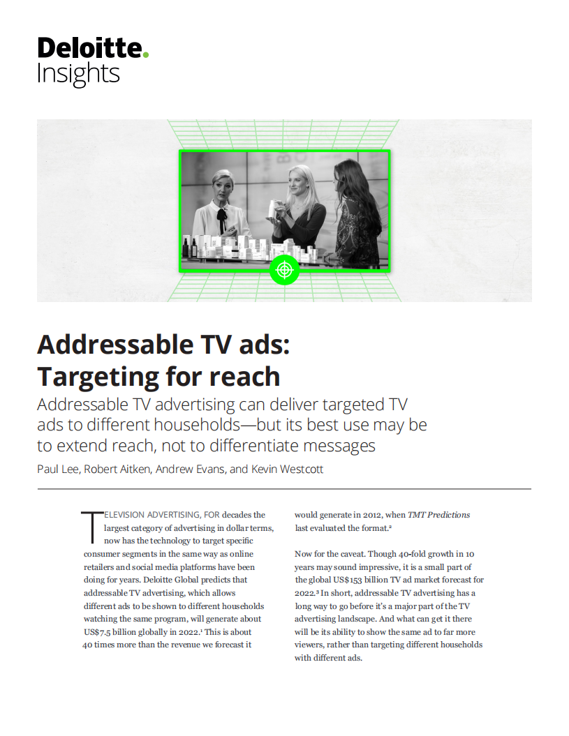 德勤（Deloitte）：可寻址电视广告-瞄准受众（英文版）.pdf 第1页