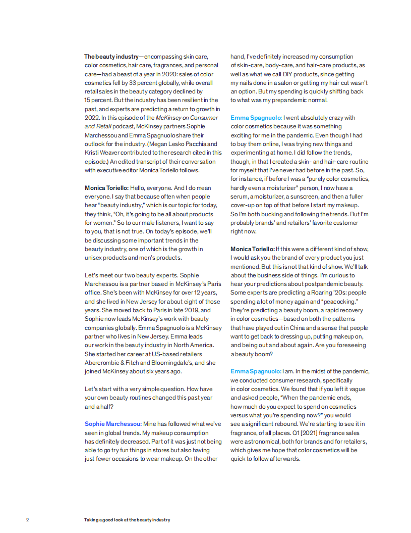 麦肯锡（McKinsey）：2021年美容行业分析报告（英文版）.pdf 第2页