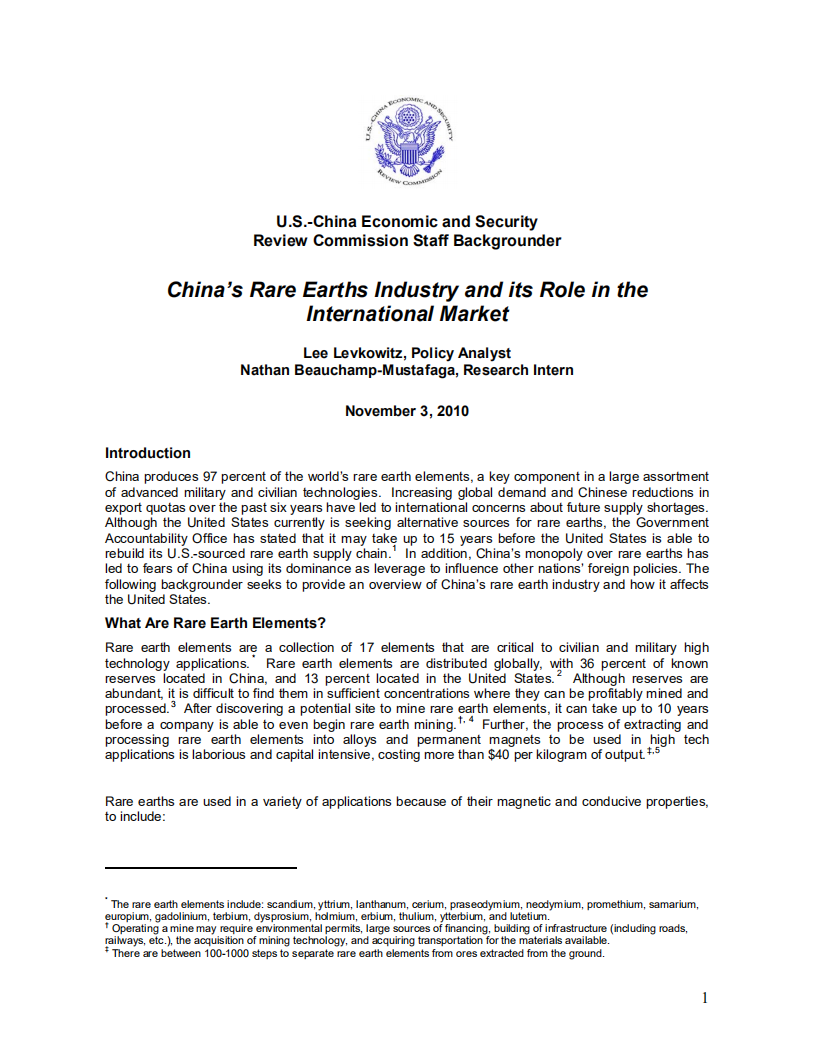 USCC：中国稀土产业及其在国际市场中的作用 （英文版）.pdf 第1页