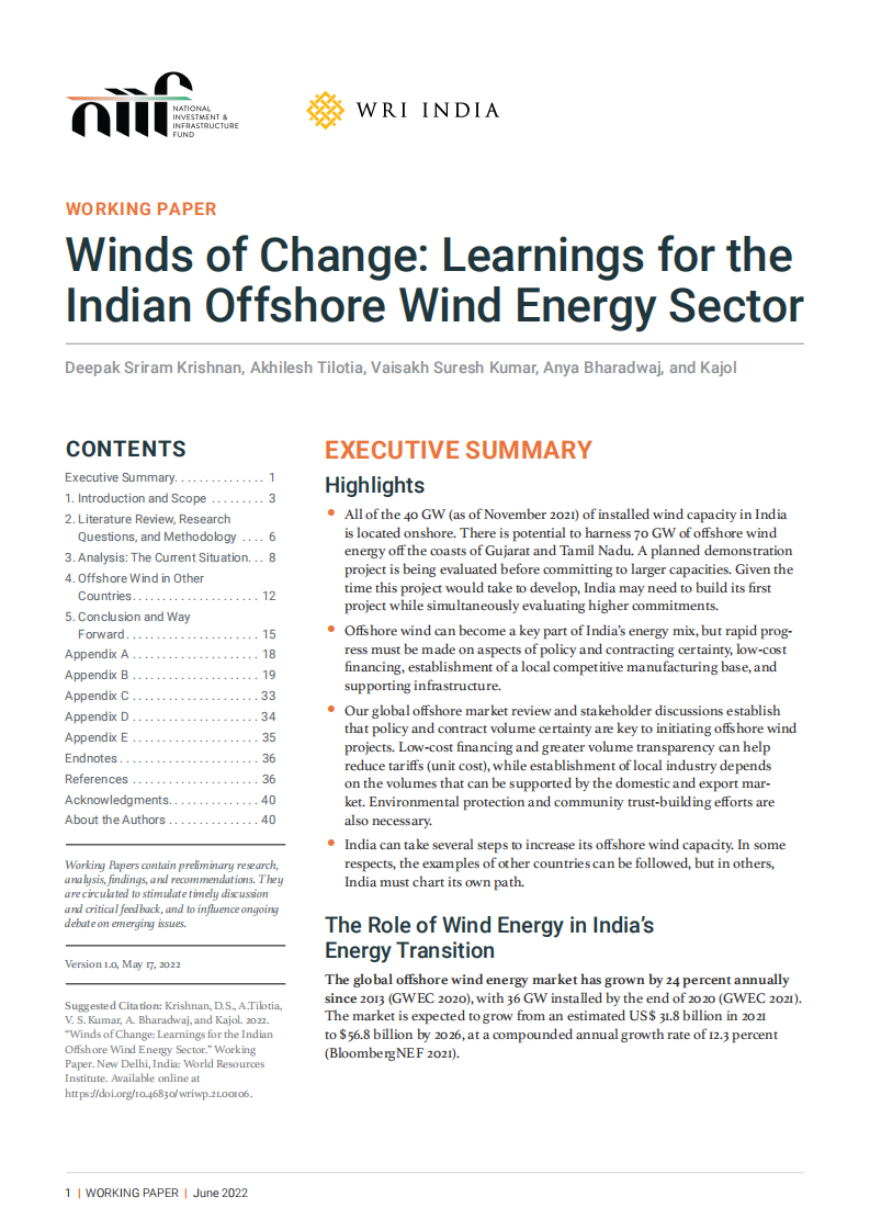 世界资源研究所（WRI ）：变革之风-印度海上风能行业的经验教训（英文版）.pdf 第1页