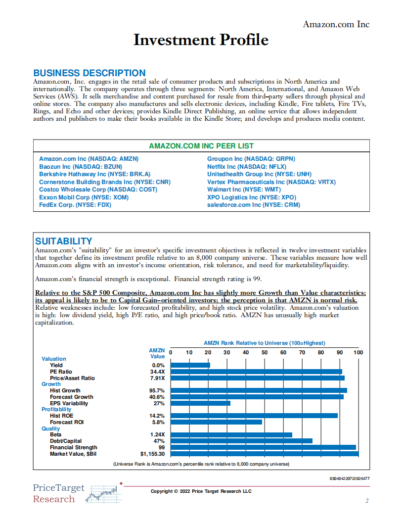 PriceTarget Research：亚马逊公司投资状况分析报告（英文版）.pdf 第2页