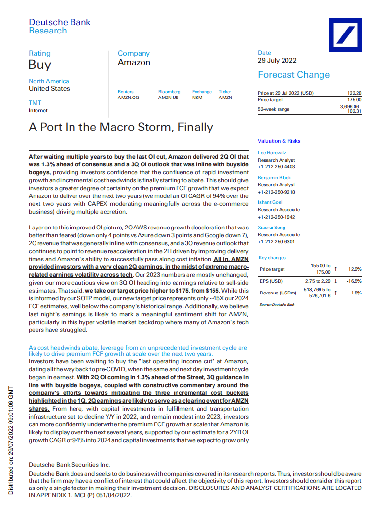 德意志银行（Deutsche Bank）：亚马逊-宏观风暴中的港口（英文版）.pdf 第1页